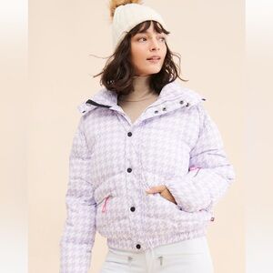 OOSC Purple Houndstooth Puffer Jacket
